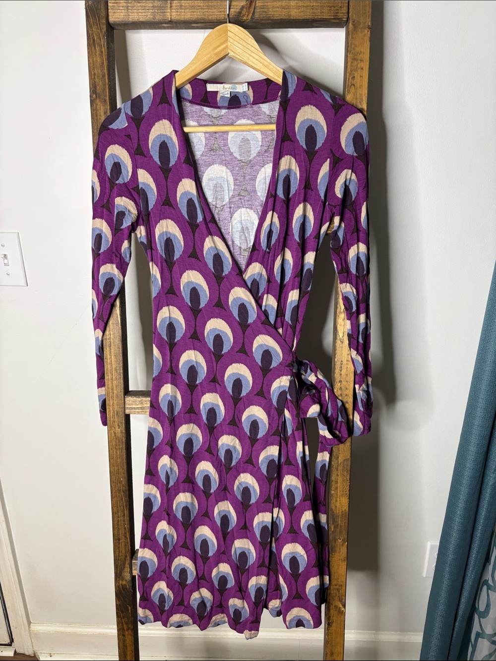 Boden Purple Geometric Wrap Dress Size 4